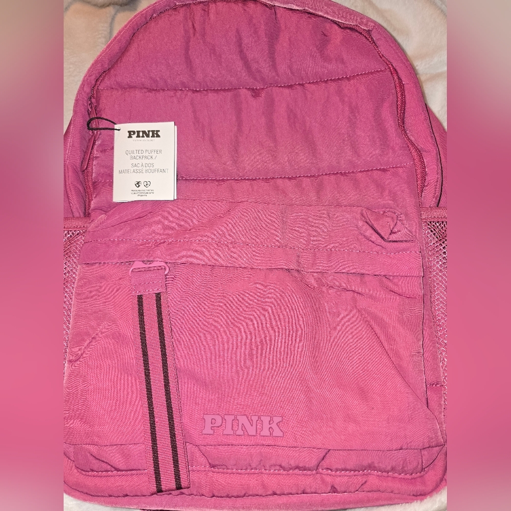 PINK Victoria's Secret Quilted Puffer Backpack in pink - Picture 5 of 9